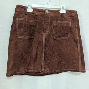 Blank NYC Brown Faux Leather Mini Skirt 28